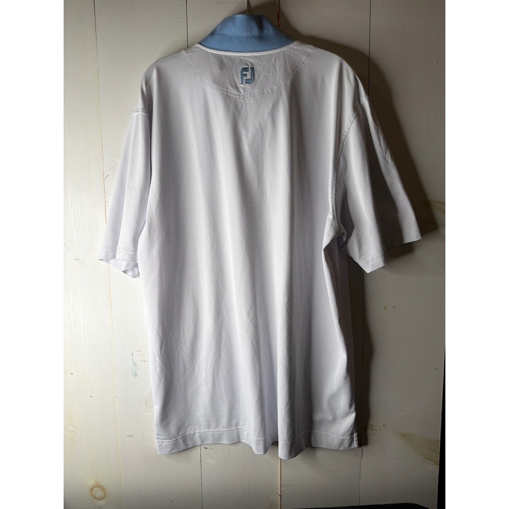 FootJoy Mens XL White Blue Performance Golf Polo Shirt - Picture 2 of 10